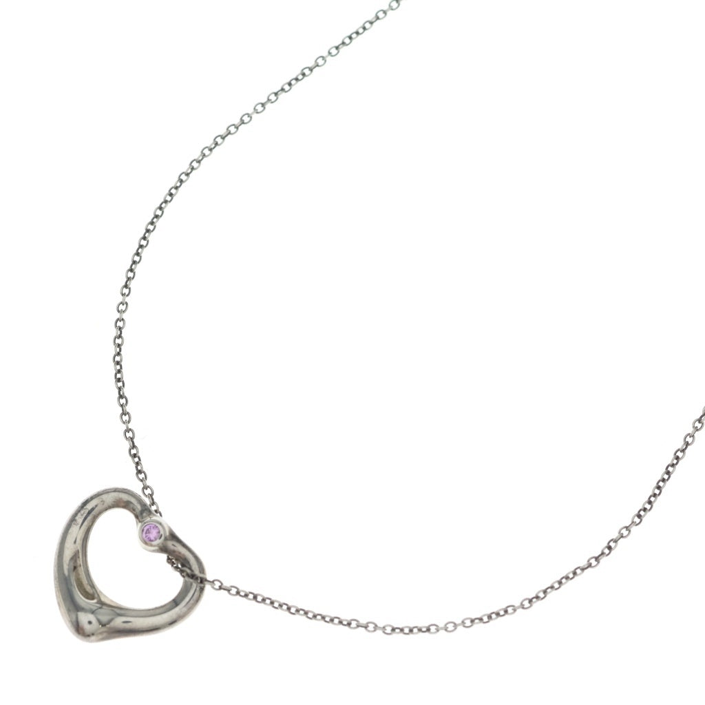 TIFFANY & Co.(ティファニー) オープンハート ネックレス ピンク サファイア Ag925 SV シルバー レディース