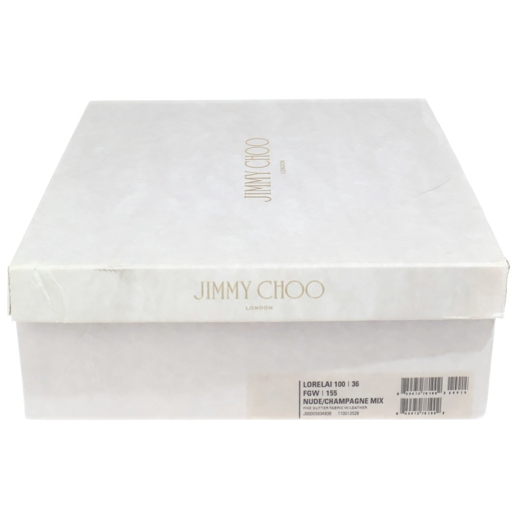 JIMMY CHOO(ジミーチュウ) LORELAI 100 ローレライ フラワー ラメグリッター ヒール パンプス シューズ ベージュ/ゴールド レディース