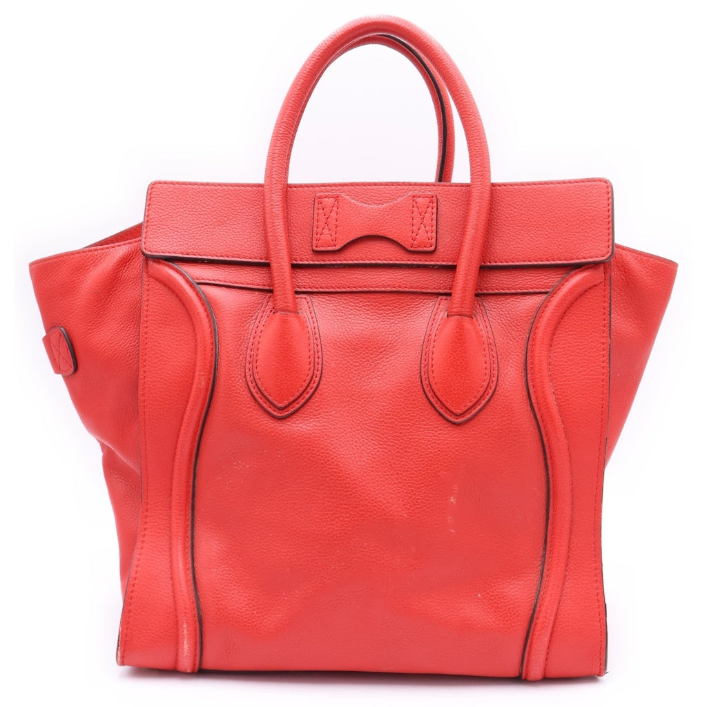 CELINE(セリーヌ) ラゲージ ミニ トートバッグ ハンドバッグ レッド レザー ゴールド金具 レディース