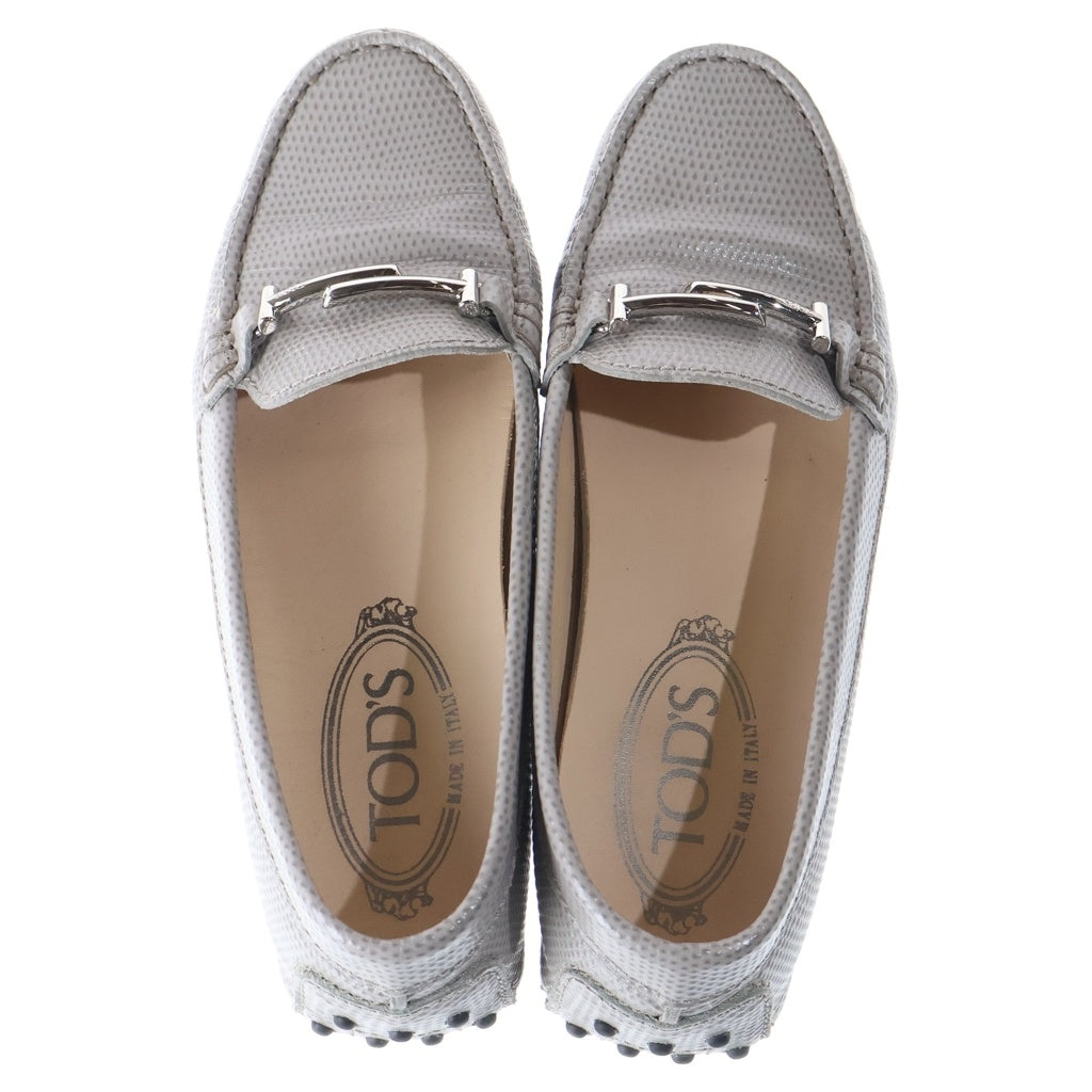 TOD'S(トッズ) ダブルT 型押し ローファー グレージュ #34 1/2 レディース