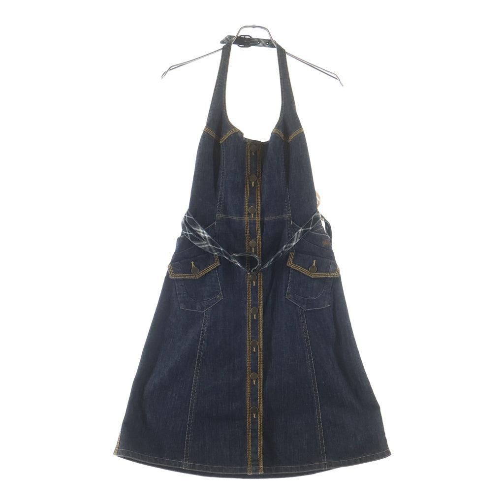 BURBERRY BLUE LABEL(バーバリーブルーレーベル) ホルターネックワンピース インディゴ デニム 36 レディース