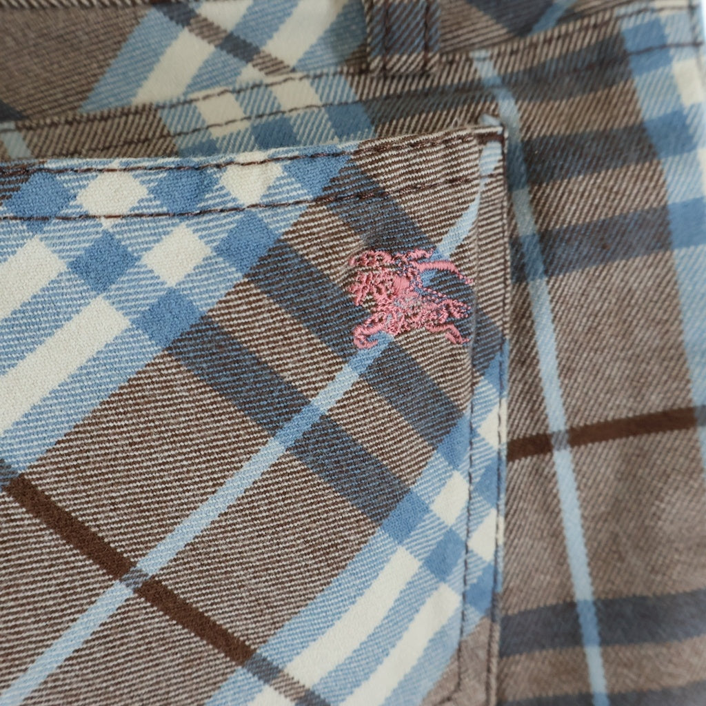 BURBERRY BLUE LABEL(バーバリーブルーレーベル) ノバチェックパンツ ブラウン×ブルー 36 レディース