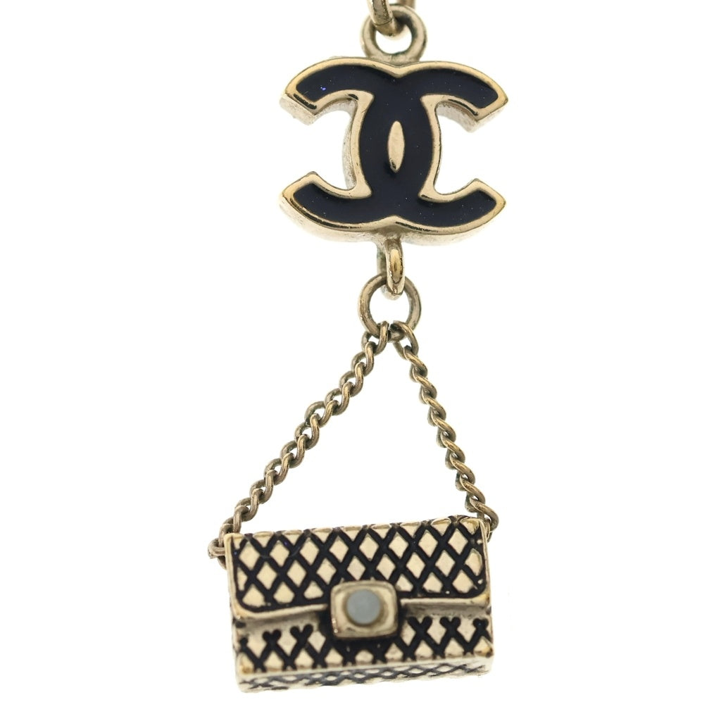 CHANEL(シャネル) ココマーク マトラッセモチーフ ネックレス ブラック×ゴールド GP 07P レディース