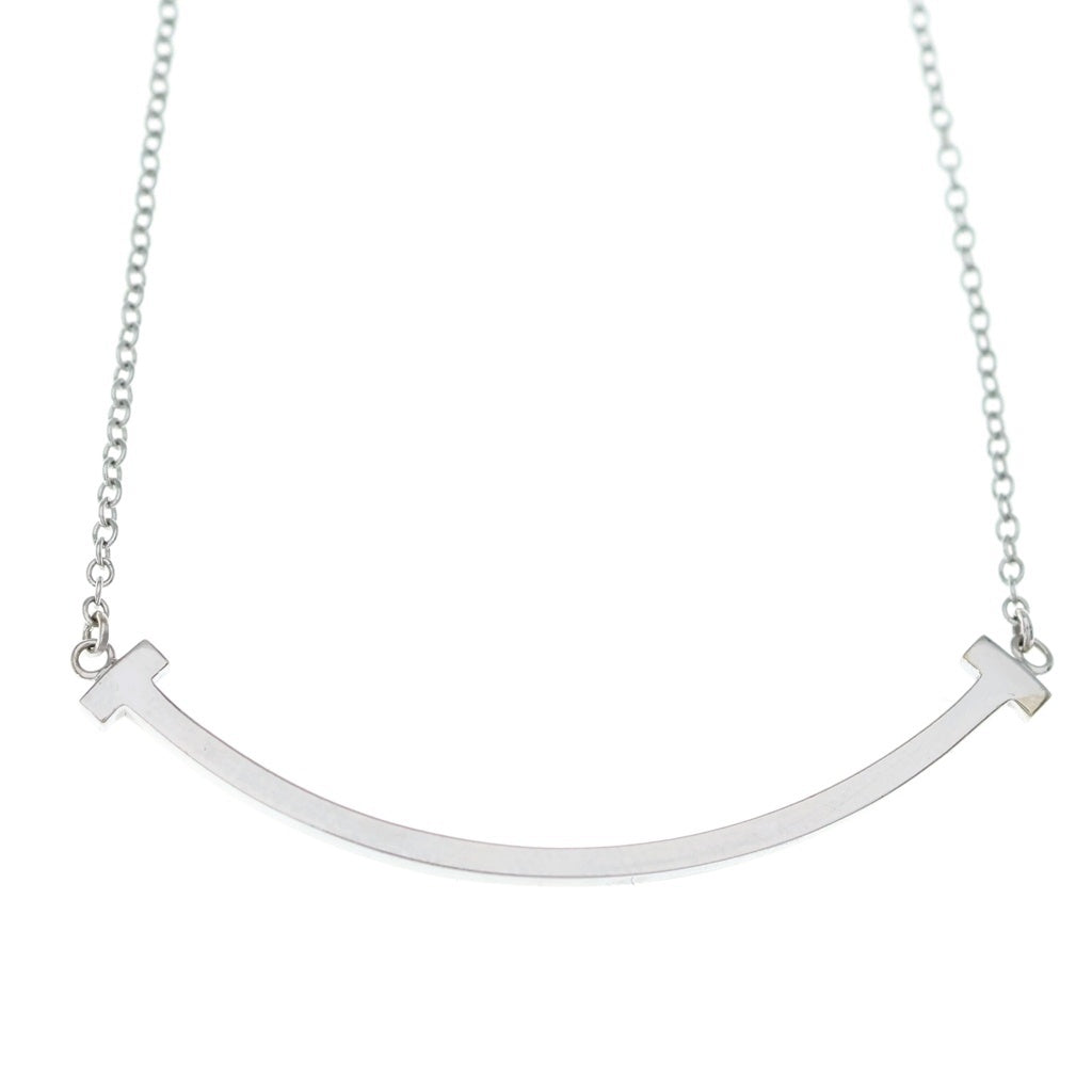 TIFFANY & Co.(ティファニー) Tスマイル スモール ネックレス ホワイトゴールド K18WG ジュエリー