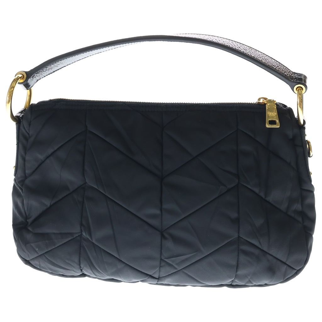 PRADA(プラダ) ワンショルダーバッグ ハンドバッグ ブラック レザー×ナイロン BR3774 ゴールド金具 レディース