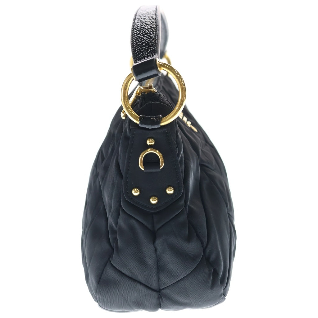 PRADA(プラダ) ワンショルダーバッグ ハンドバッグ ブラック レザー×ナイロン BR3774 ゴールド金具 レディース