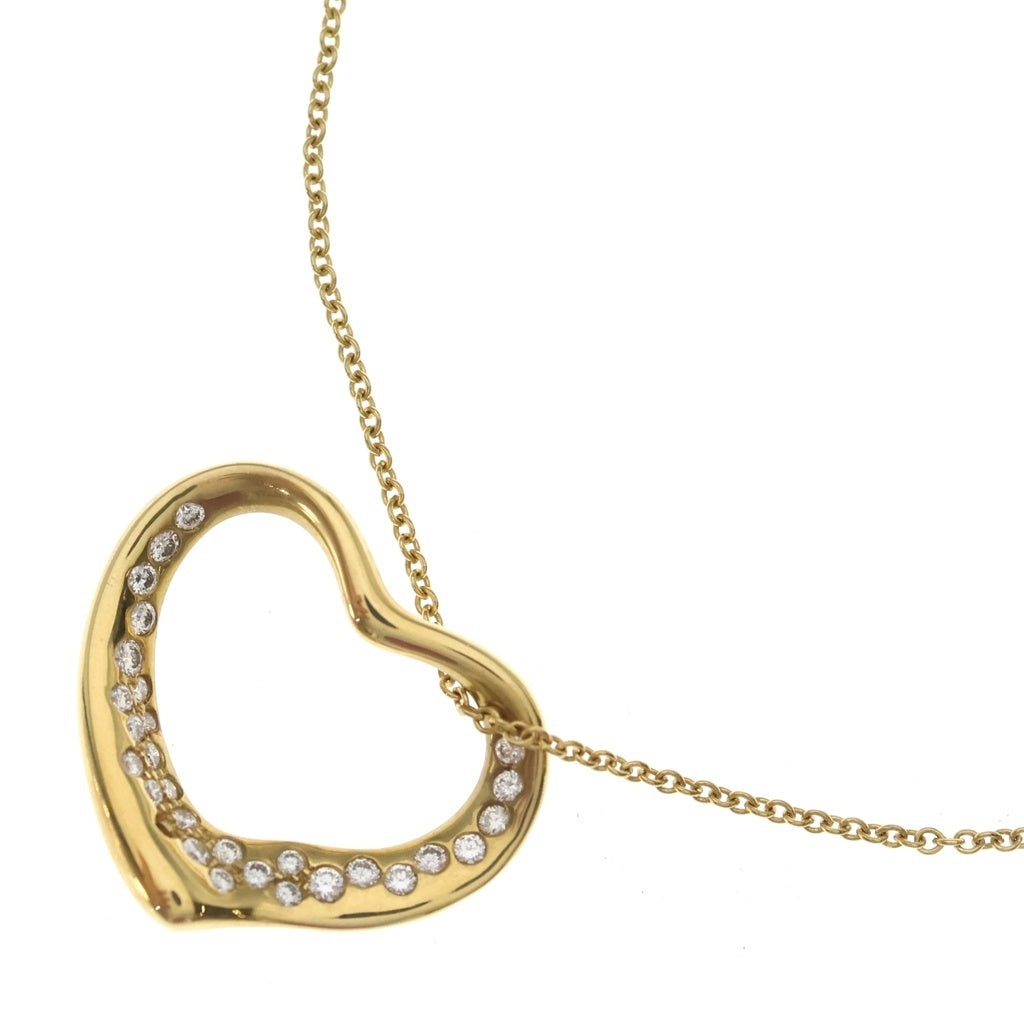 TIFFANY & Co.(ティファニー) オープンハート ダイヤ ネックレス ペンダント チェーン ゴールド 750 4.6g レディース