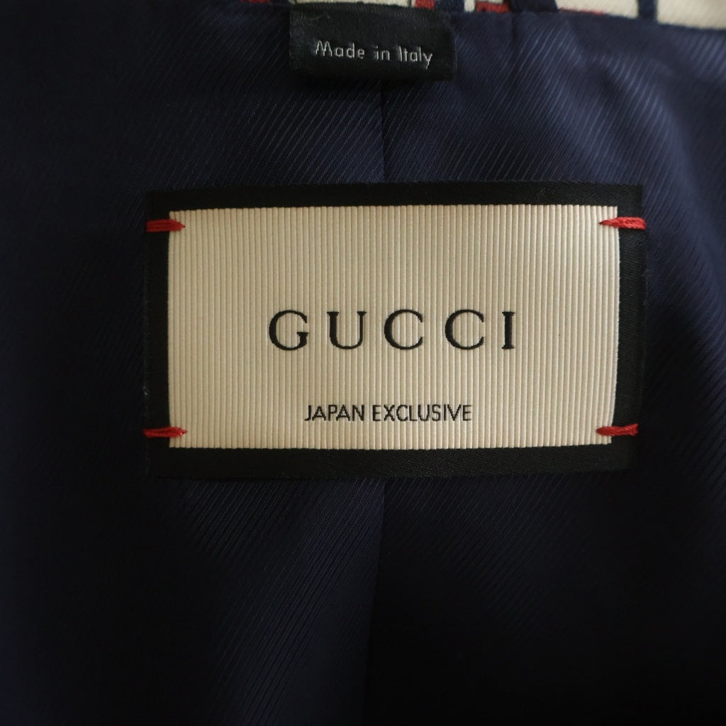 GUCCI(グッチ) ホースビット トレンチコート ライトジャケットアイボリー×ネイビー×ピンク #38 3448279 ZHX81 レディース
