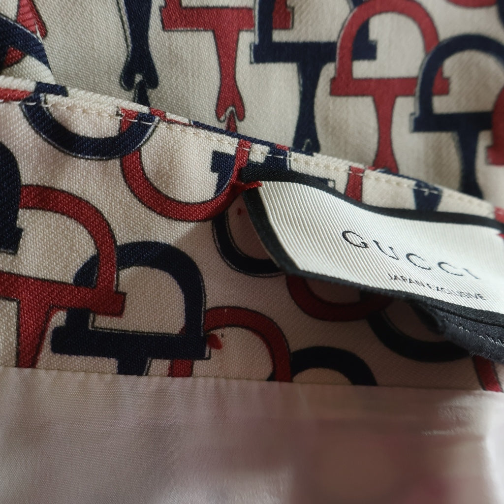 GUCCI(グッチ) ホースビット ひざ丈タイトスカート アイボリー×ネイビー×ピンク 36 448279 ZHX81 レディース