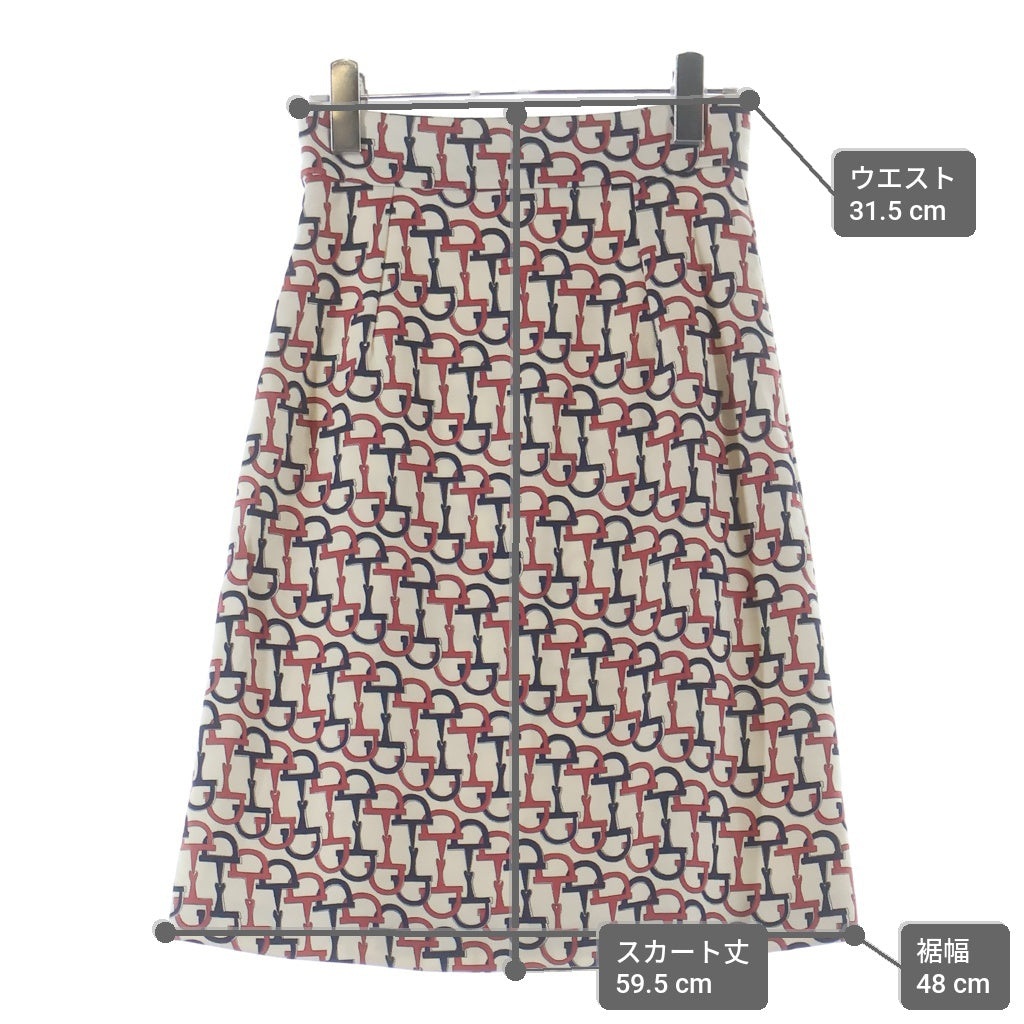 GUCCI(グッチ) ホースビット ひざ丈タイトスカート アイボリー×ネイビー×ピンク 36 448279 ZHX81 レディース