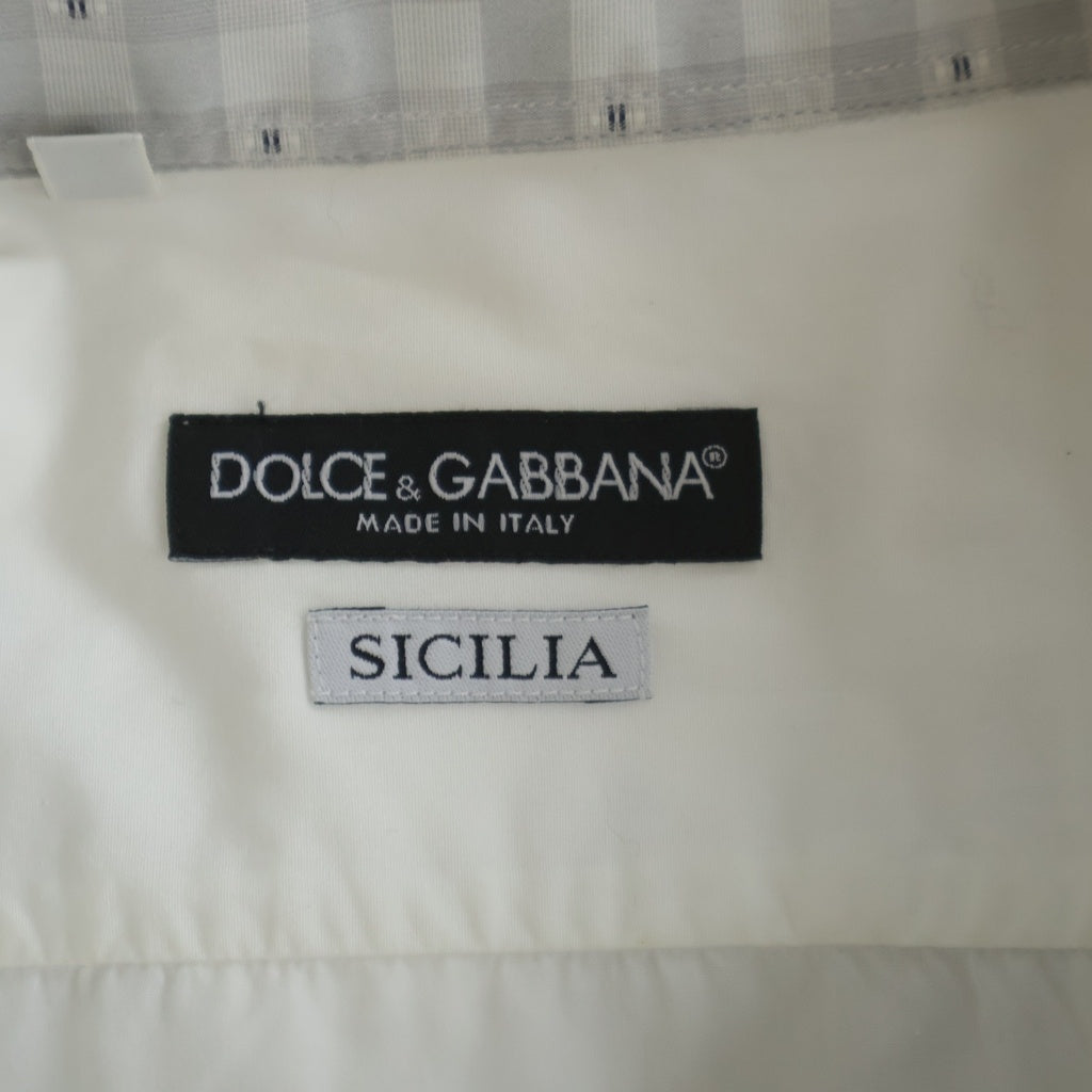 DOLCE & GABBANA(ドルチェアンドガッバーナ) フロント切り替えシャツ ホワイト×グレー #42