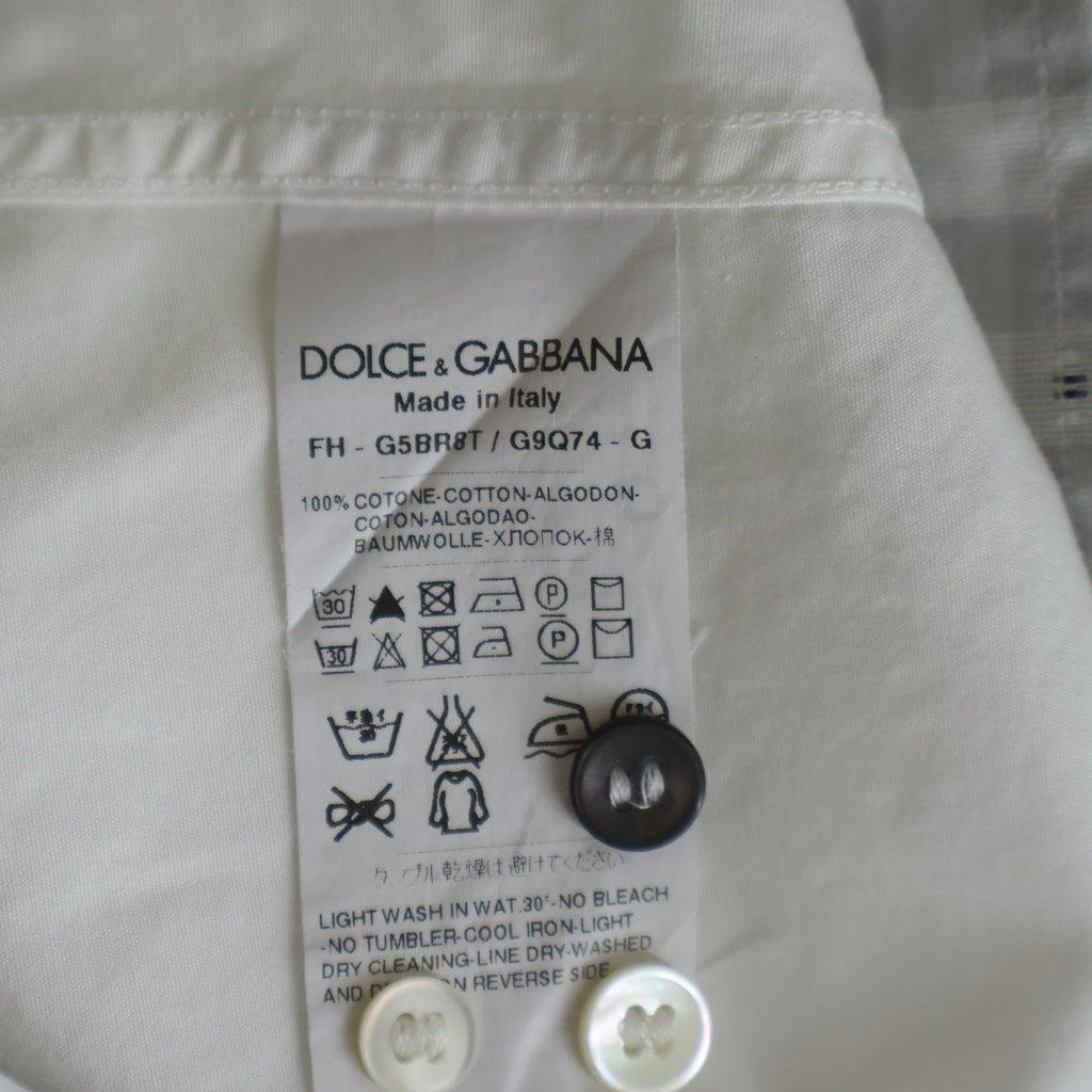 DOLCE & GABBANA(ドルチェアンドガッバーナ) フロント切り替えシャツ ホワイト×グレー #42