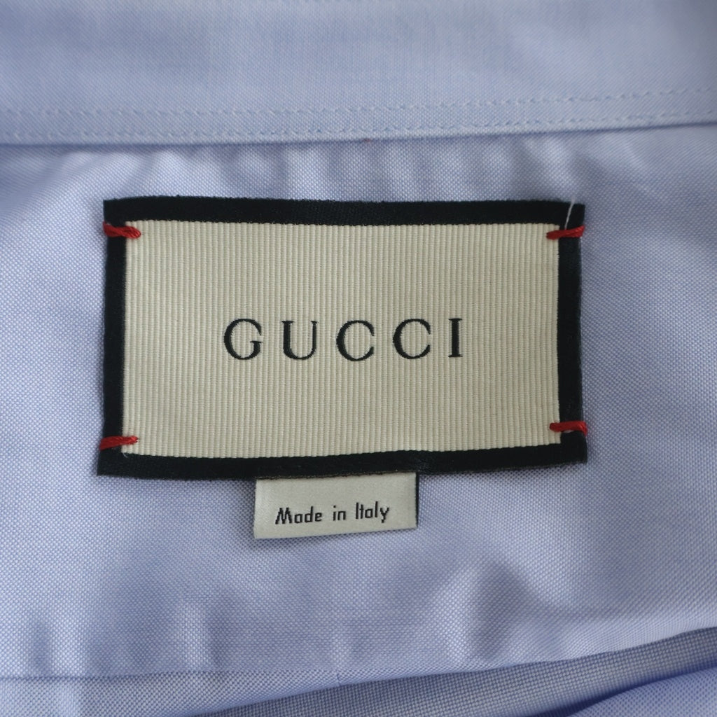 GUCCI(グッチ) フロントバタフライ刺繍 長袖シャツ ライトブルー #42 487050 Z394E