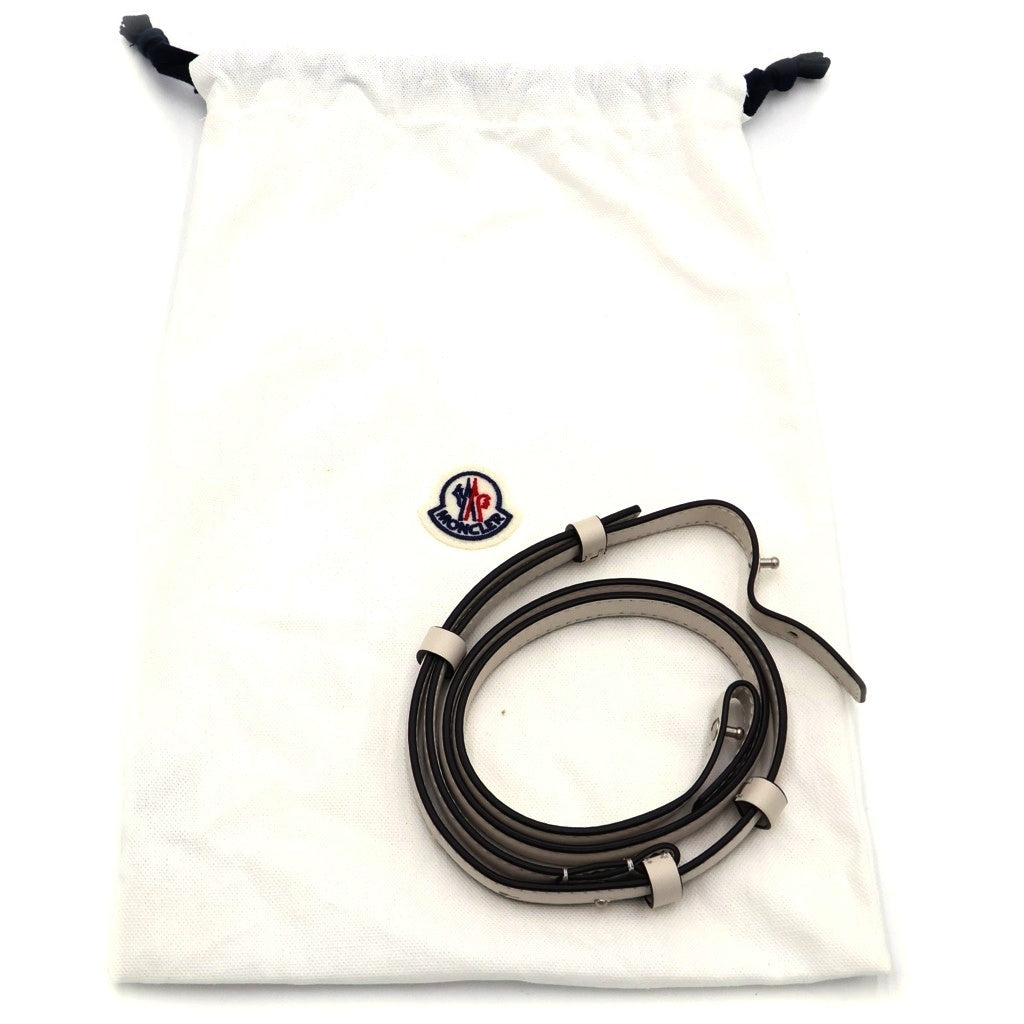 MONCLER(モンクレール) マイクロキャラドック ナイロン ダウン レザー 2WAY ハンド ショルダーバッグ シルバー金具 アイボリー レディース