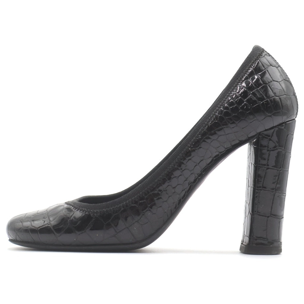 PRADA(プラダ) ヒールパンプス クロコ型押し ブラック #36 1/2 レディース