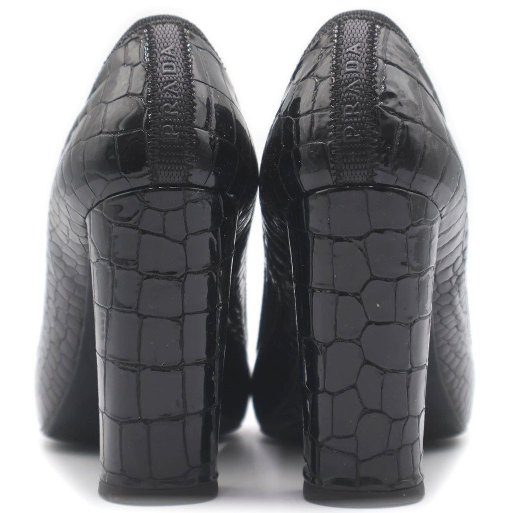 PRADA(プラダ) ヒールパンプス クロコ型押し ブラック #36 1/2 レディース