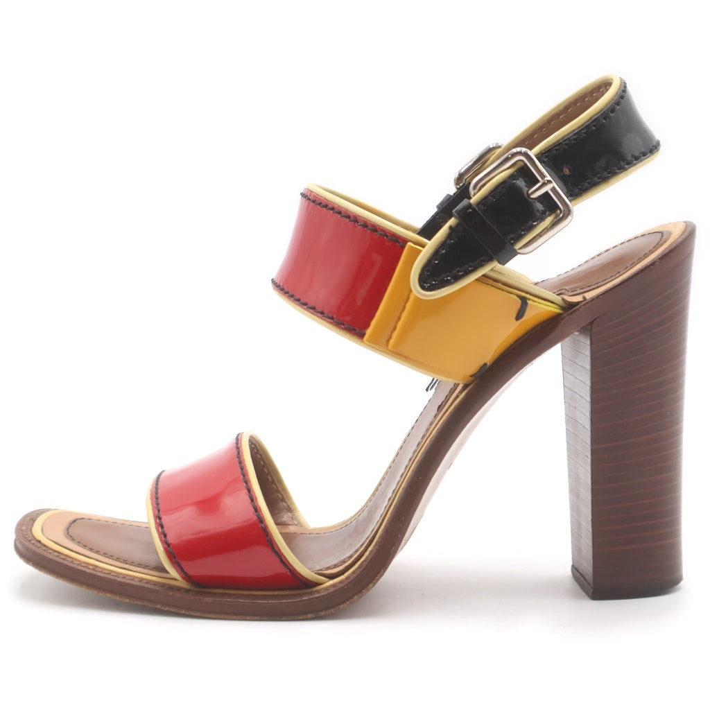 PRADA(プラダ) ヒールサンダル ブラウン×レッド×イエロー エナメル #37 レディース