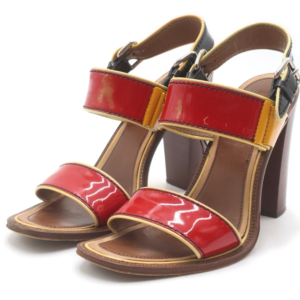 PRADA(プラダ) ヒールサンダル ブラウン×レッド×イエロー エナメル #37 レディース