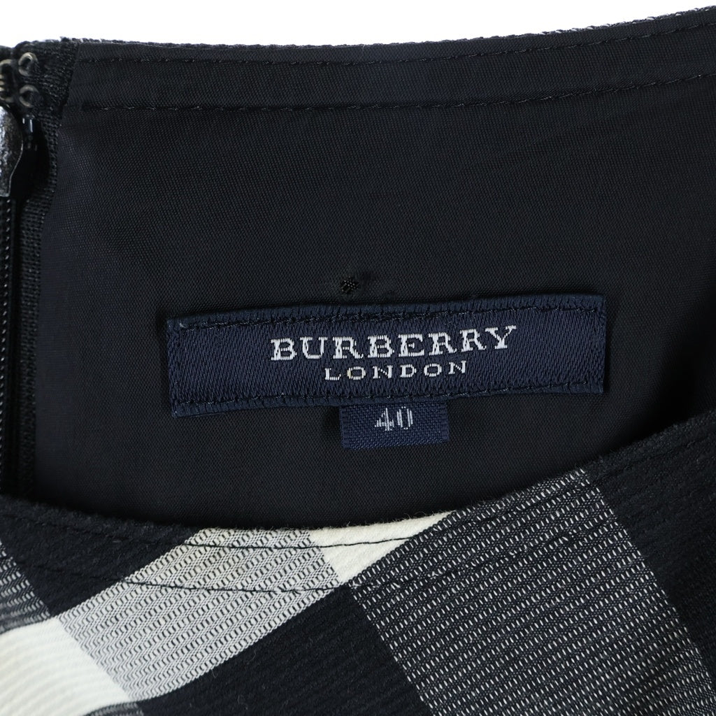 BURBERRY LONDON(バーバリーロンドン) ノースリーブワンピース ブラック×ホワイト #40 FMA19ー060ー09 レディース