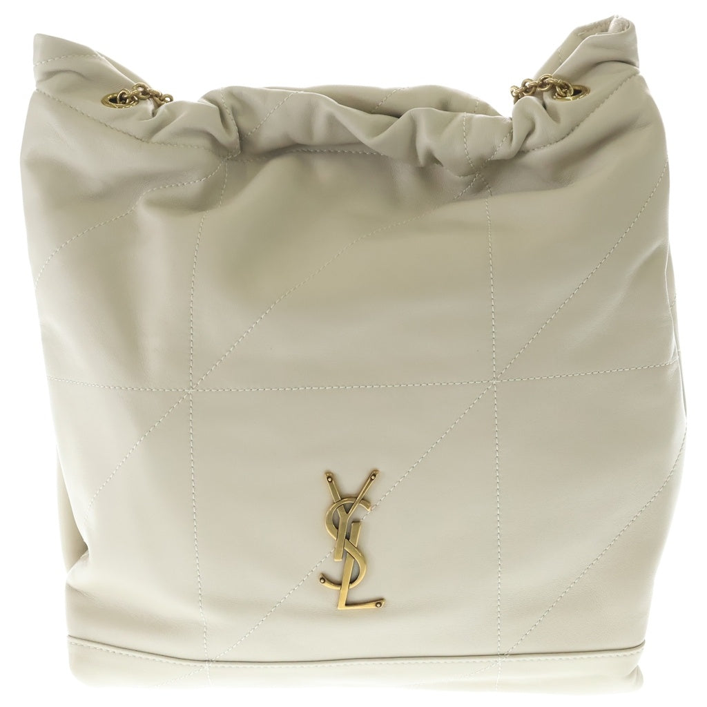 SAINT LAURENT PARIS(サンローランパリ) ジェイミー カサンドラロゴ ラムスキン レザー チェーントートバッグ ゴールド金具 アイボリー 781666 レディース