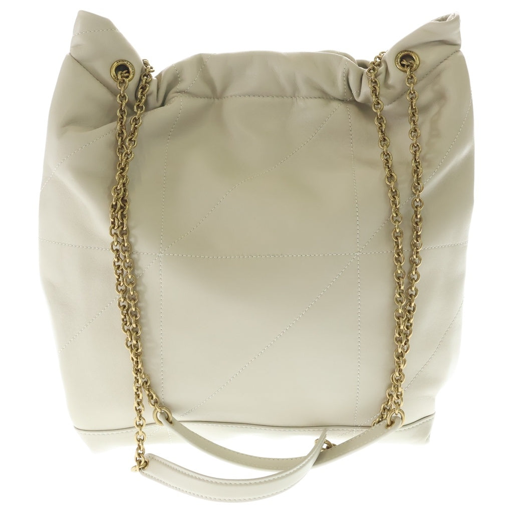 SAINT LAURENT PARIS(サンローランパリ) ジェイミー カサンドラロゴ ラムスキン レザー チェーントートバッグ ゴールド金具 アイボリー 781666 レディース