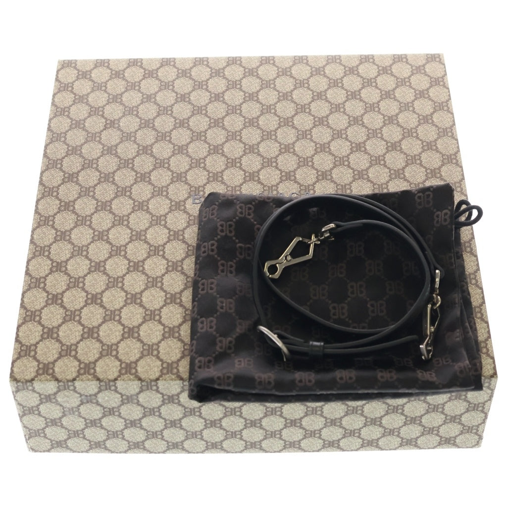 BALENCIAGA(バレンシアガ) ×グッチ ザハッカー 2wayハンドバッグ ショルダーバッグ ブラック キャンバス×レザー 680119 シルバー金具 レディース