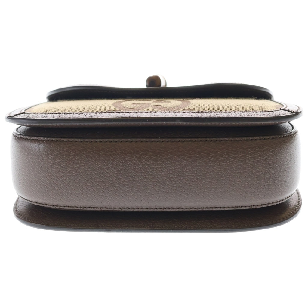 GUCCI(グッチ) バンブー ジャンボGG キャンバス レザー 2WAY ハンド ショルダーバッグ ベージュ/ブラウン 675797 レディース