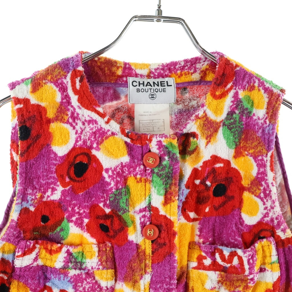 CHANEL(シャネル) ココボタン フラワープリント 総柄ノースリーブワンピース マルチカラー #40 P07852V05593 レディース