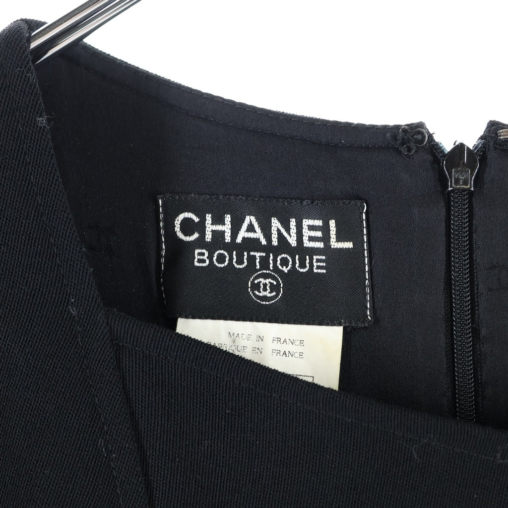CHANEL(シャネル) ココボタン ノースリーブひざ丈ワンピース ブラック #40 P08229V03124 レディース