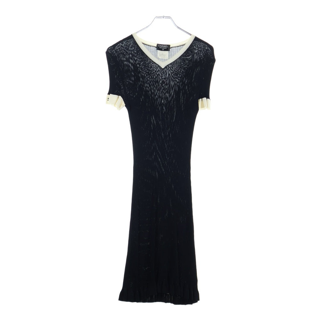 CHANEL(シャネル) 裾フリル 半袖ワンピース ブラック #42 P07372V00341 レディース