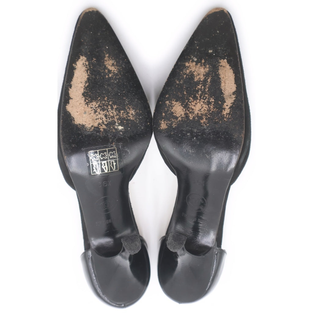 CHANEL(シャネル) スエードヒールパンプス ブラック #36 1/2 レディース