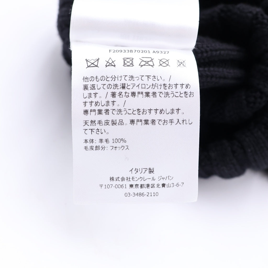 MONCLER(モンクレール) 20AW ワッペンロゴ ポンポン ニットキャップ 帽子 ブラック F20933B7201 A9327 レディース