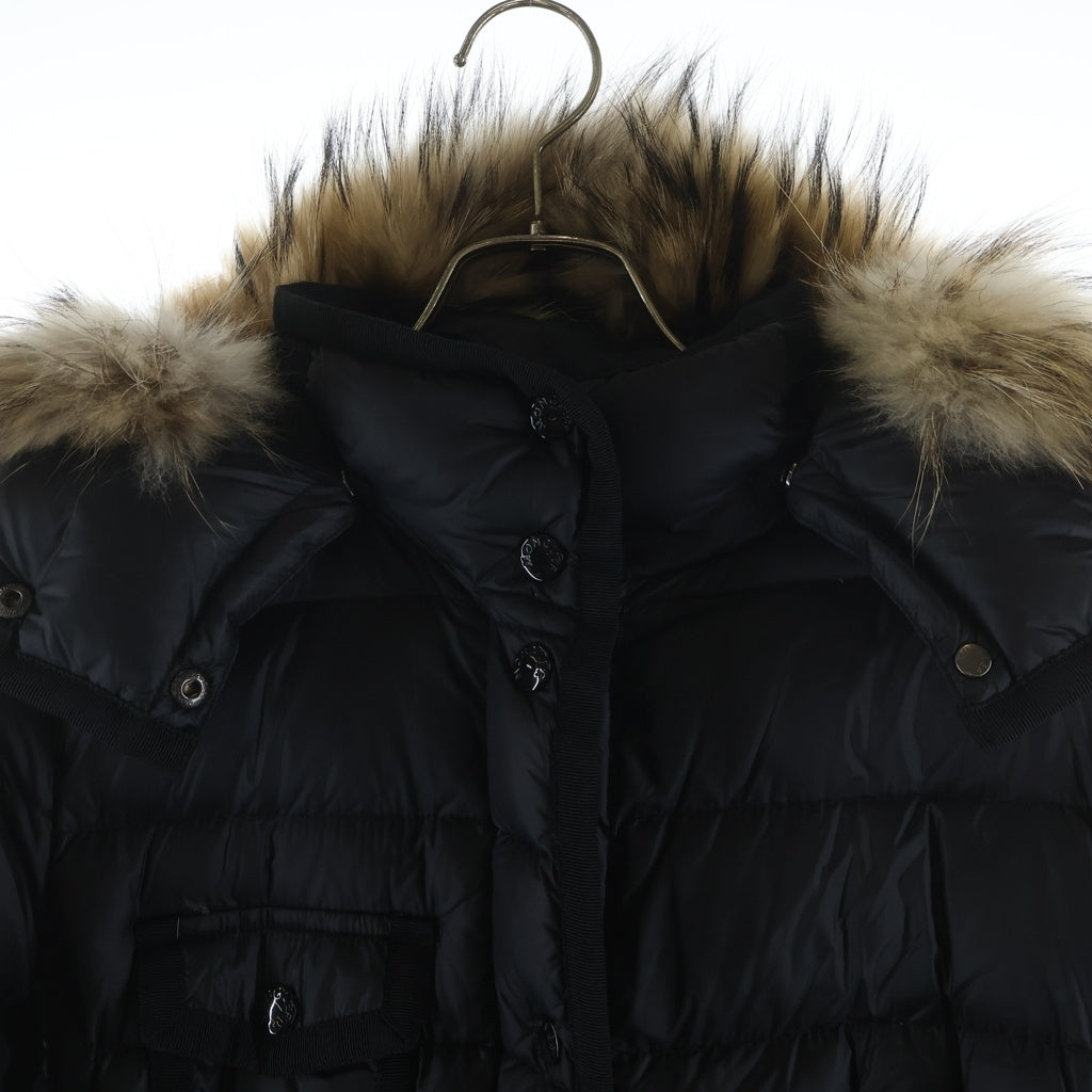 MONCLER(モンクレール) エルミファー フーデッド ジップアップ ダウン ロング ジャケット コート ブラック #2 B20934990015 レディース