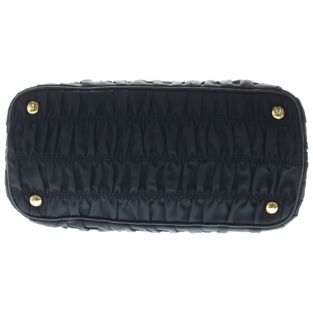 PRADA(プラダ) ギャザー 2wayハンドバッグ ショルダーバッグ ブラック ナイロン 1BA172 ゴールド金具 レディース