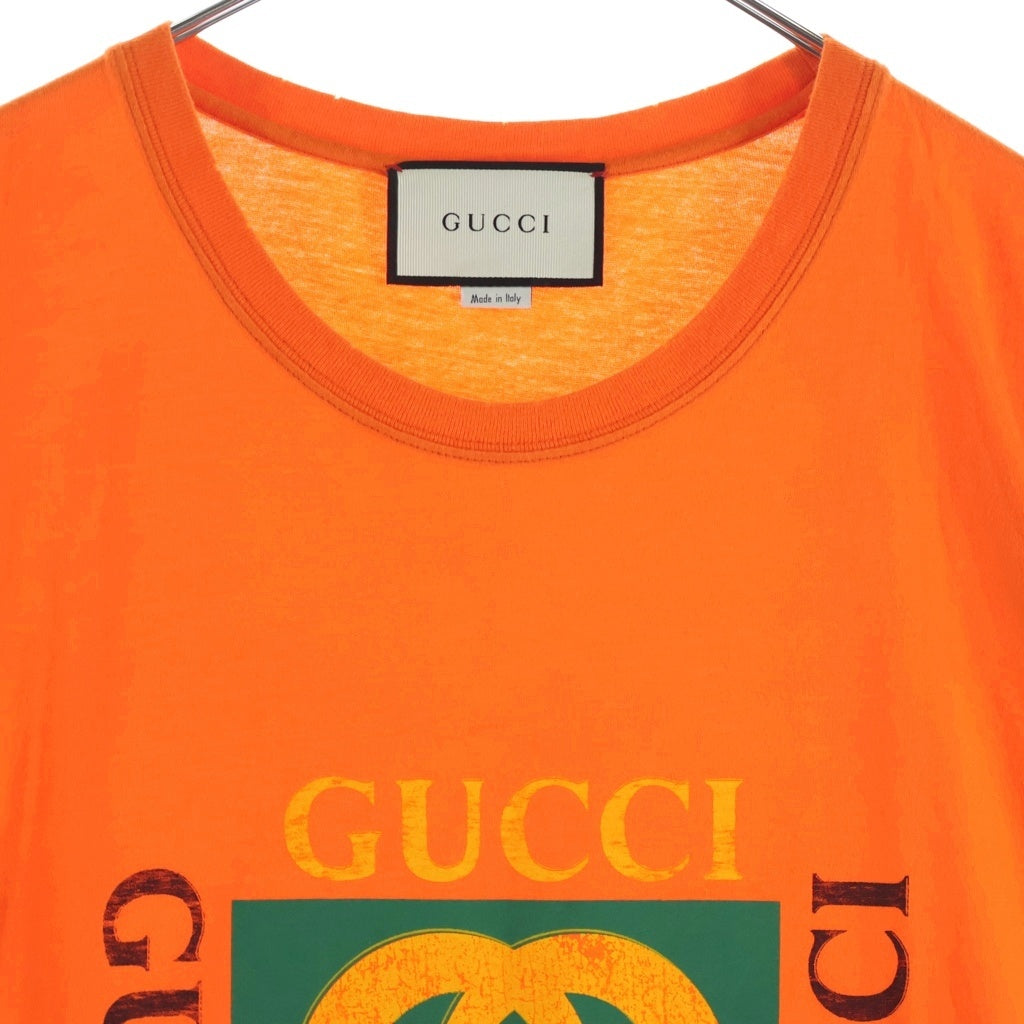 GUCCI(グッチ) グリッターロゴ 半袖Tシャツ オレンジ XS 493117 X3183 レディース