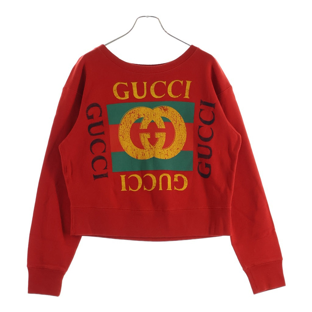 GUCCI(グッチ) ヴィンテージロゴプリント ブルドッグ刺繍 クルーネック