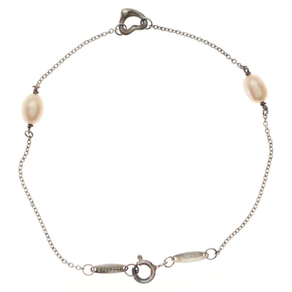 TIFFANY & Co.(ティファニー) オープンハート パール ブレスレット ホワイト×シルバー Ag925 レディース