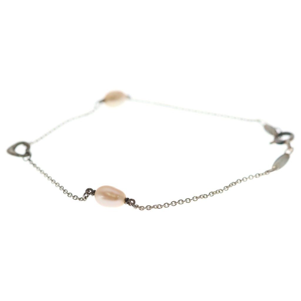 TIFFANY & Co.(ティファニー) オープンハート パール ブレスレット ホワイト×シルバー Ag925 レディース