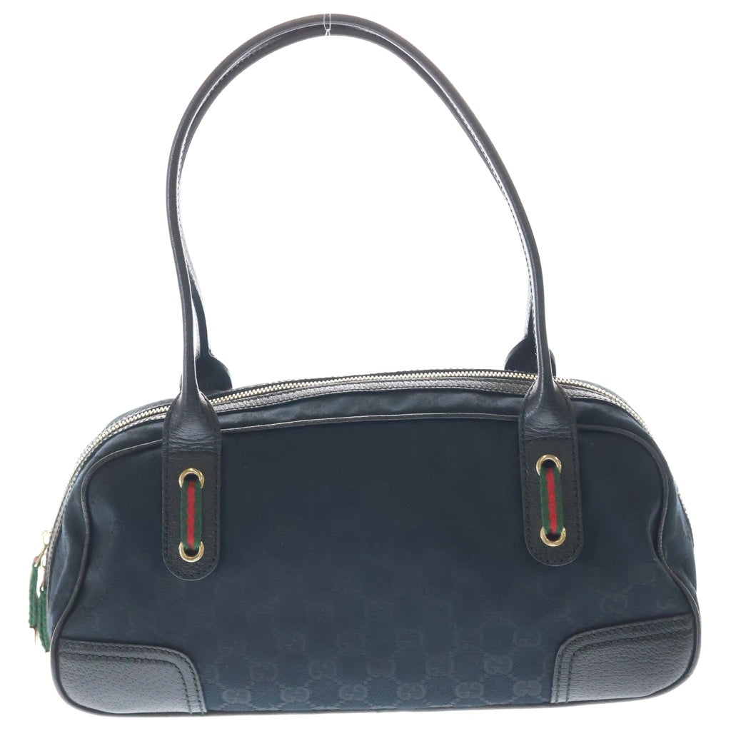 GUCCI(グッチ) GGキャンバス ミニボストンバッグ ハンドバッグ ブラック レザー×キャンバス 161720 ゴールド金具 レディース