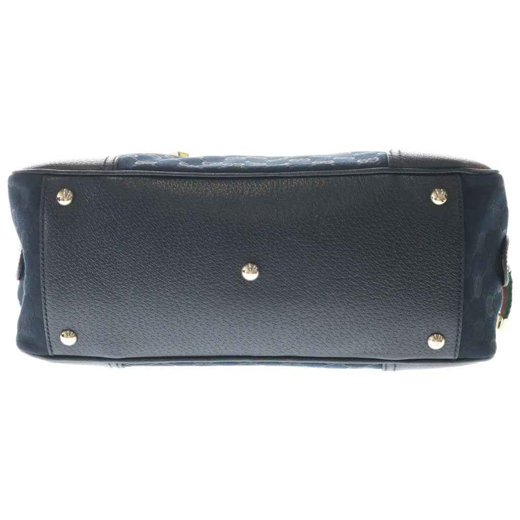 GUCCI(グッチ) GGキャンバス ミニボストンバッグ ハンドバッグ ブラック レザー×キャンバス 161720 ゴールド金具 レディース