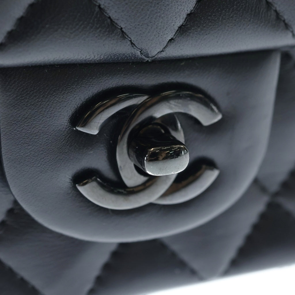 CHANEL(シャネル) トップハンドル ミニフラップバッグ ショルダーバッグ ミニバッグ チェーンバッグ ソーブラック ラムスキン ブラック金具 レディース
