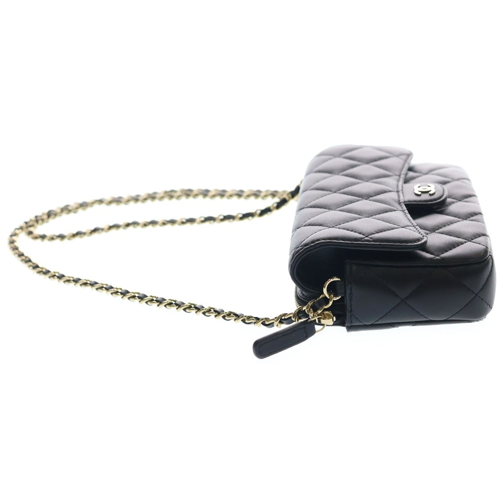 CHANEL(シャネル) マトラッセタイムレス クラシック ラムスキン レザー フラップ チェーンショルダー フォンケース ミニバッグ AP2096 ゴールド金具 レディース