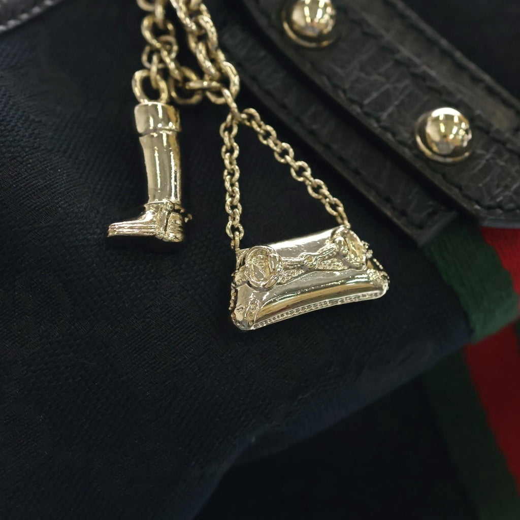 GUCCI(グッチ) GGキャンバス シェリーライン キャンバス/レザー トートバッグ 137396 ブラック レディース