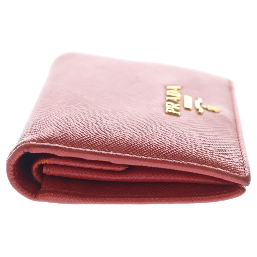 PRADA(プラダ) サフィアーノ コンパクトウォレット レッド レザー 二つ折り財布 1MV204 レディース