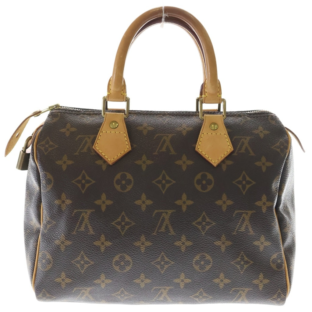 LOUIS VUITTON(ルイヴィトン) モノグラム スピーディ25 ハンドバッグ ミニボストンバッグ ブラウン レザー×PVC M41528 ゴールド金具 レディース