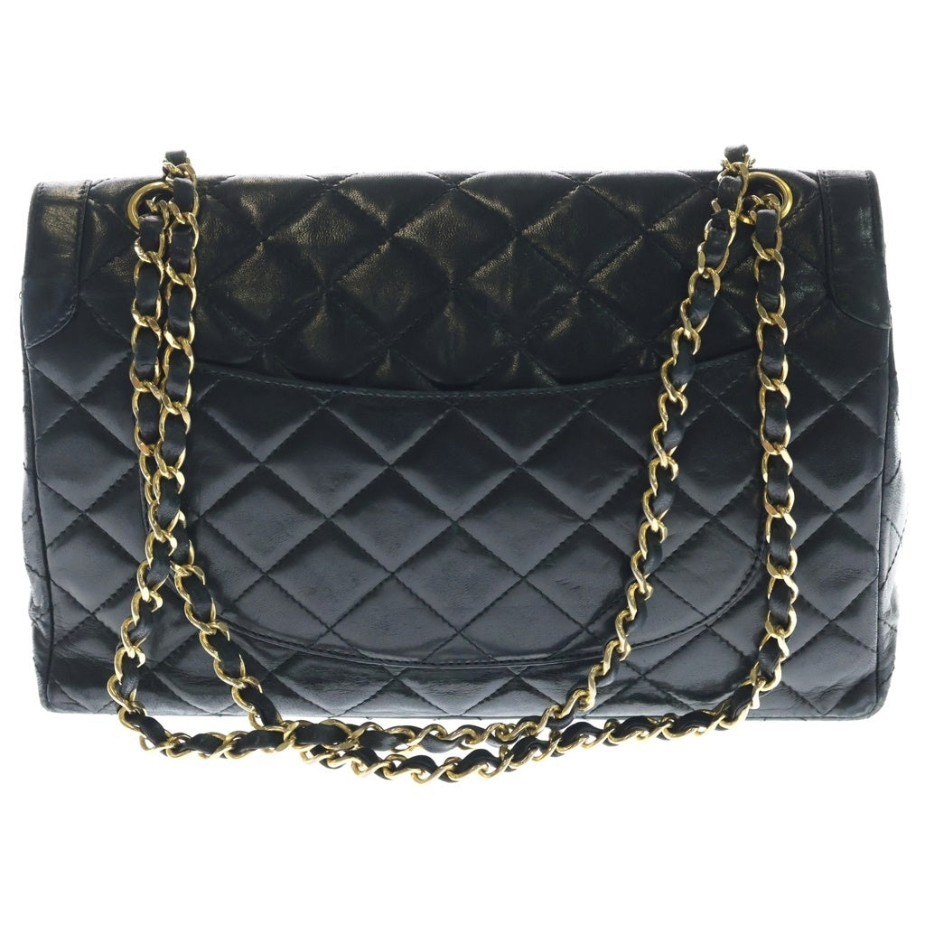 CHANEL(シャネル) マトラッセ パリ限定 WフラップWチェーン ショルダーバッグ ハンドバッグ 2WAYバッグ ブラック ラムスキン ゴールド×シルバー金具 レディース