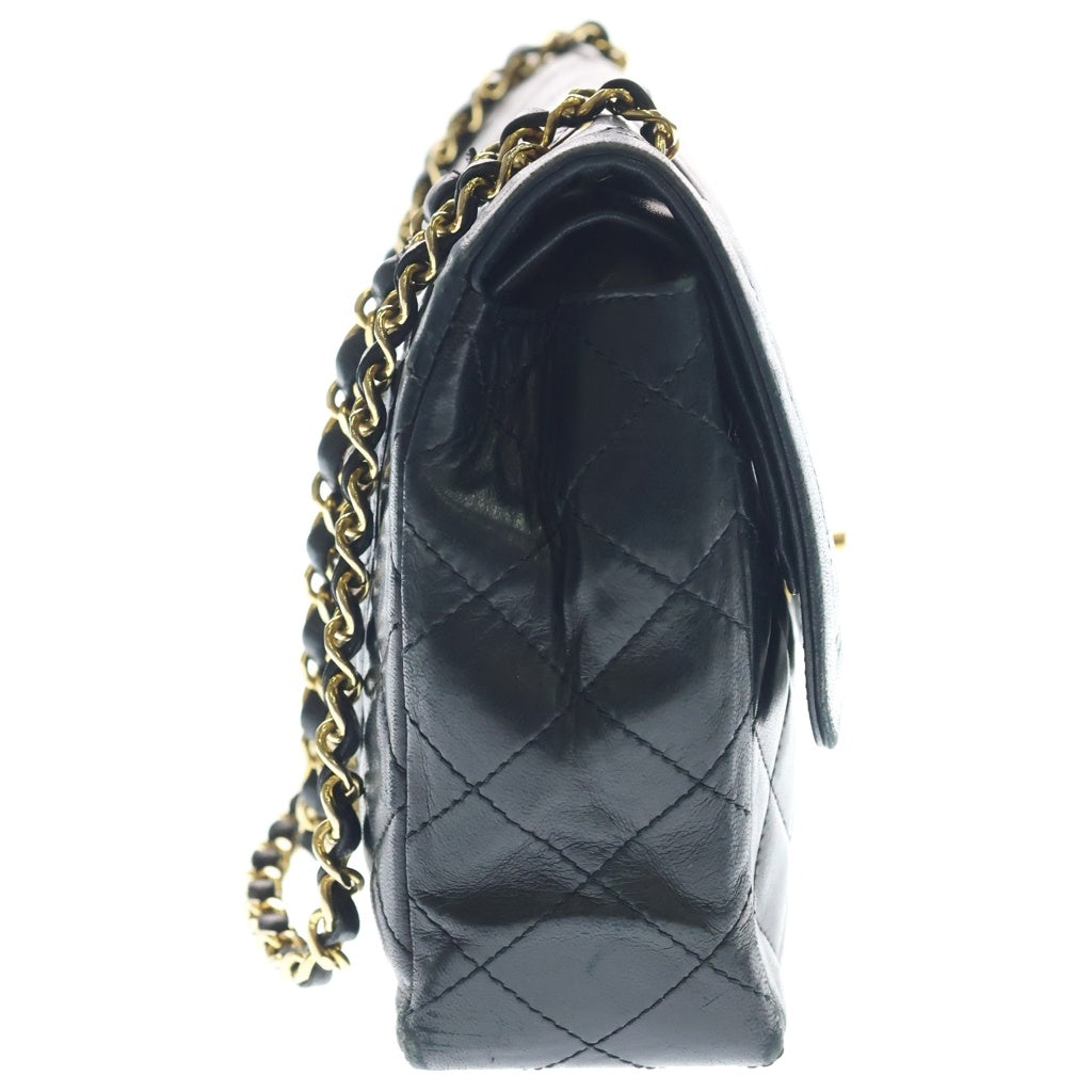 CHANEL(シャネル) マトラッセ パリ限定 WフラップWチェーン ショルダーバッグ ハンドバッグ 2WAYバッグ ブラック ラムスキン ゴールド×シルバー金具 レディース