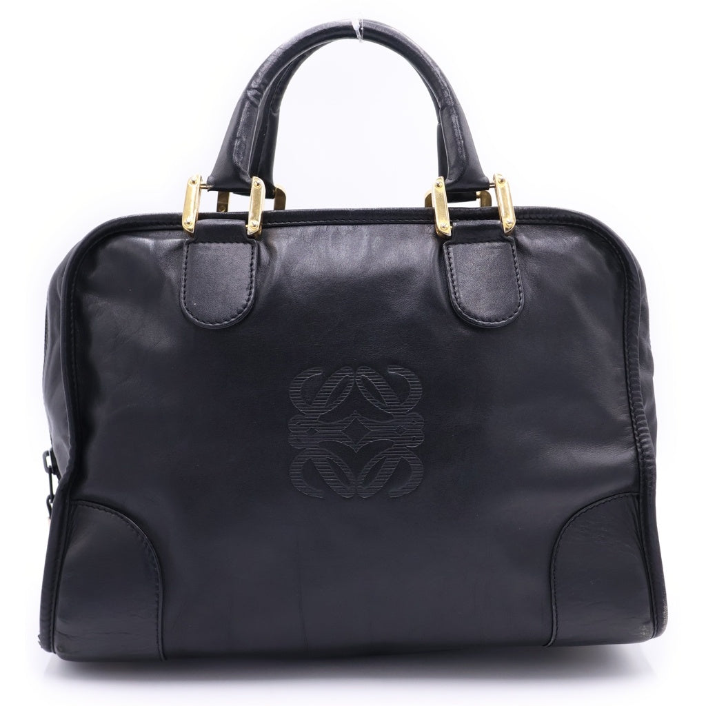 LOEWE(ロエベ) アマソナ32 アナグラム レザー ゴールド金具 ハンドバッグ ミニボストンバッグ ブラック レディース