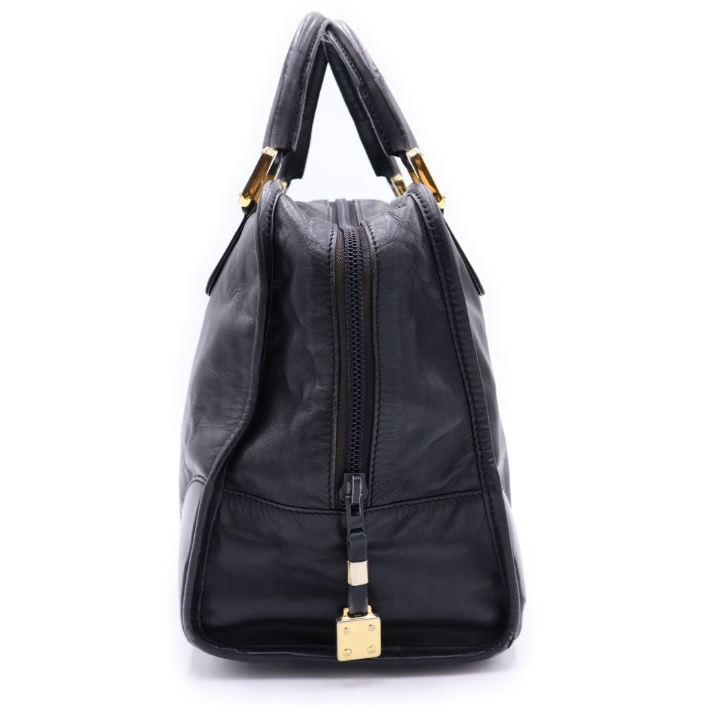 LOEWE(ロエベ) アマソナ32 アナグラム レザー ゴールド金具 ハンドバッグ ミニボストンバッグ ブラック レディース