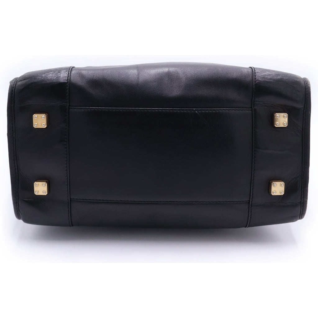 LOEWE(ロエベ) アマソナ32 アナグラム レザー ゴールド金具 ハンドバッグ ミニボストンバッグ ブラック レディース